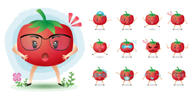 可爱的吉祥物西红柿字符集图片下载