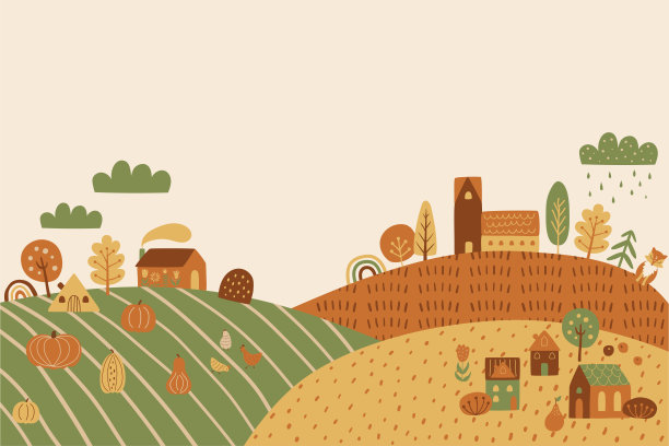 秋景，秋景全貌，村庄，秋景村舍，花园，南瓜，秋景山居图片下载