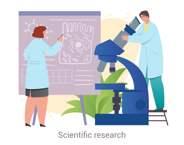 男性和女性医务人员在白色背景下一起进行科研图片下载