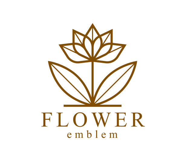 花朵以几何线性的风格矢量标志孤立在白色背景上，朵朵鲜花是酒店或精品或珠宝的标志，神圣的几何设计元素。图片下载