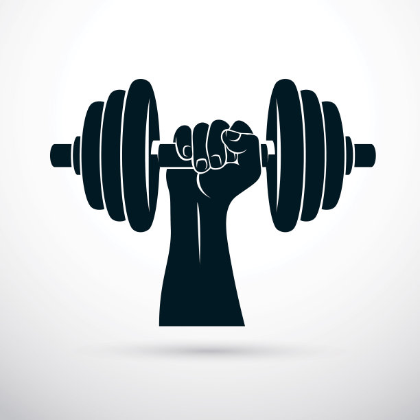 矢量插图的运动员手臂持哑铃。健身锻炼。图片下载