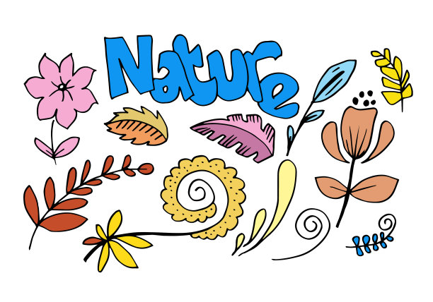 设置树叶手绘装饰元素图片下载