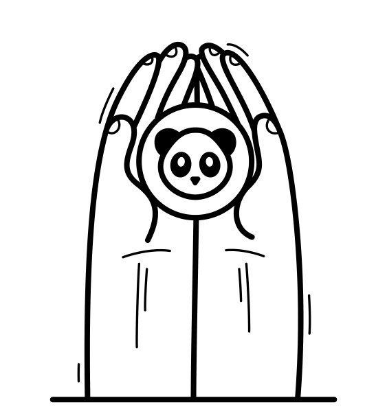 两只手用熊猫保护和展示关爱向量的平面风格插画隔离在白色上，珍惜和保护野生动物的理念，保护野生动物物种。图片下载