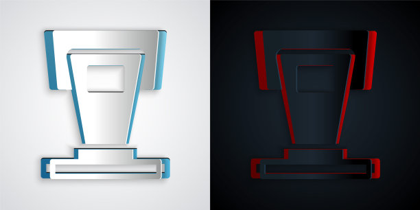 剪纸舞台或辩论讲台讲台图标孤立在灰色和黑色的背景。论坛会议上演讲。纸艺术风格。向量图片下载