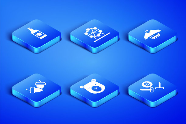 集冰壶运动游戏，啤酒瓶，熊头，橡果，摩天轮和圣诞毛衣图标。向量图片下载