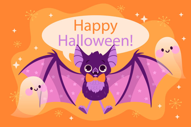 平面万圣节背景矢量插图图片下载