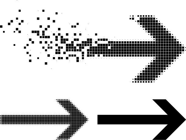 溶解和半色调像素箭头右字形图片下载