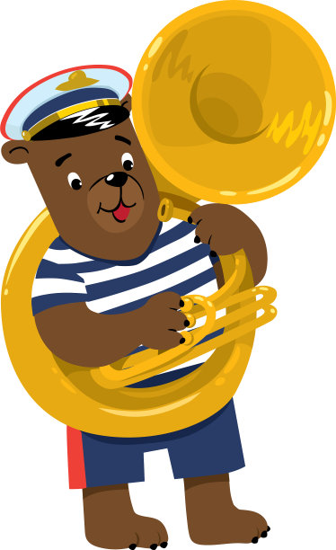 贝尔在铜管乐队演奏大号或大号图片下载