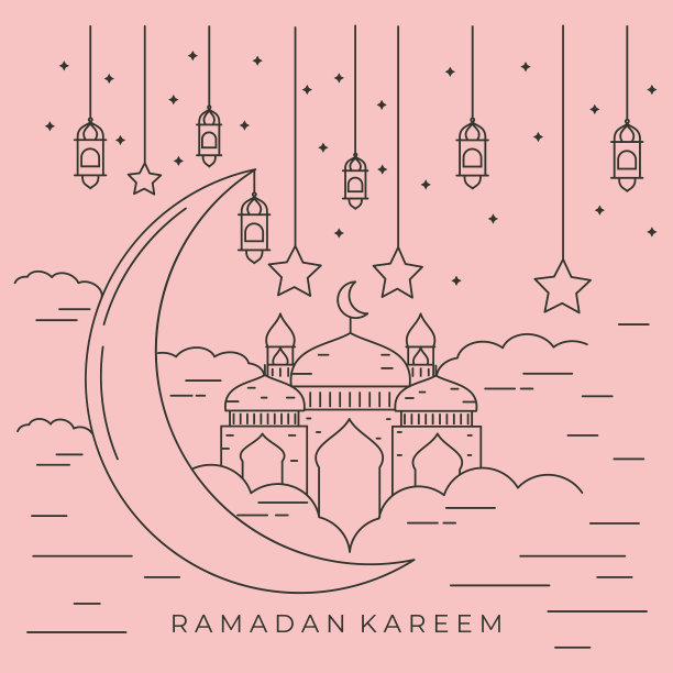 斋月卡里姆线艺术符号设计图片下载