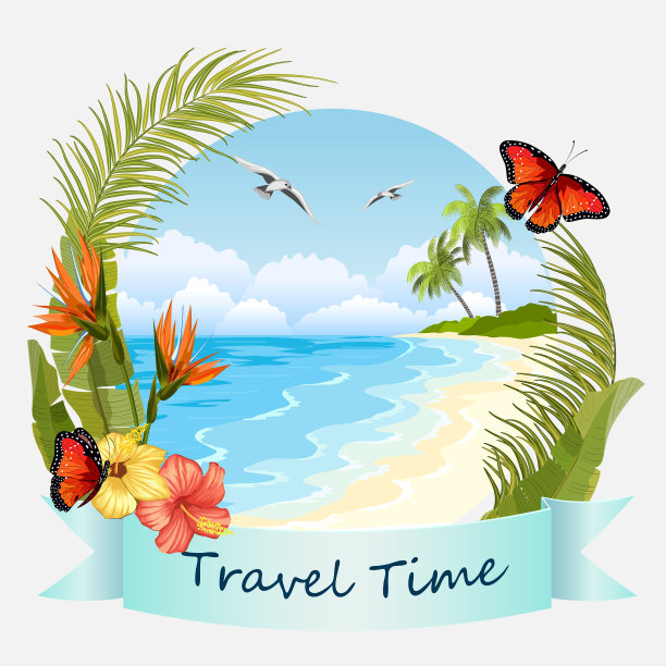 横幅与海滩假日海图片下载