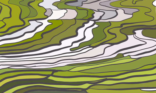 梯田稻田景观色彩图片下载