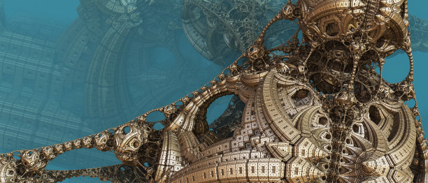 抽象背景3D，梦幻古文明建筑图片下载