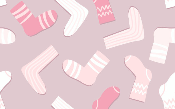 无缝图案与现代彩色袜子。涂鸦风格的时尚配件。各种棉脚布。卡通袜子为网和印刷，为邀请，海报，卡片，织物，纺织。矢量图图片下载