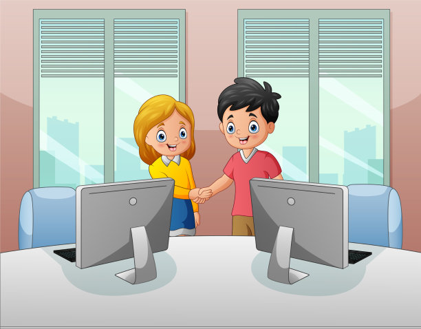 男人和女人在工作中相遇图片下载