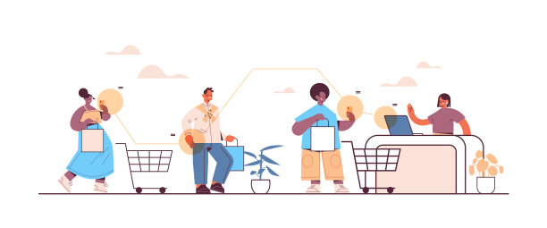 不同种族的客户使用智能手机支付图片下载