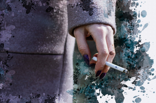 一个拿着香烟的女人。一个年轻的成年女人抽着雪茄图片下载