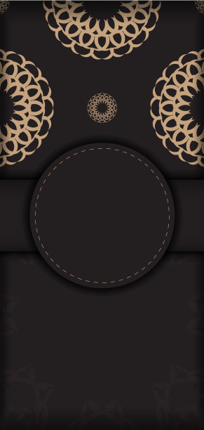 向量邀请卡与您的文本和复古装饰的地方。黑色长方形明信片设计奢华图片下载