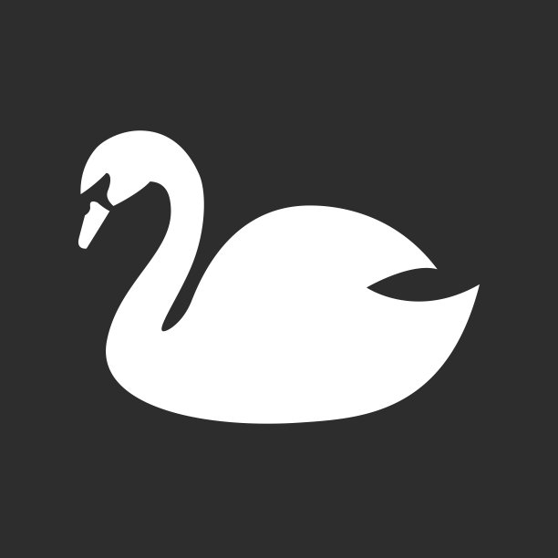 天鹅剪影矢量图标图片下载