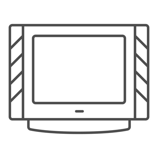 电视与显像管CRT细线图标显示器图片下载