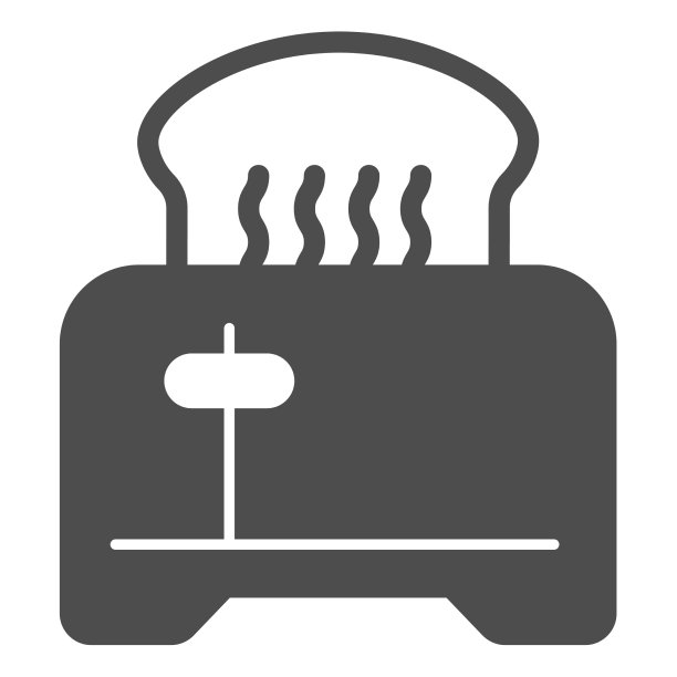 烤面包机与烤面包固体图标图片下载