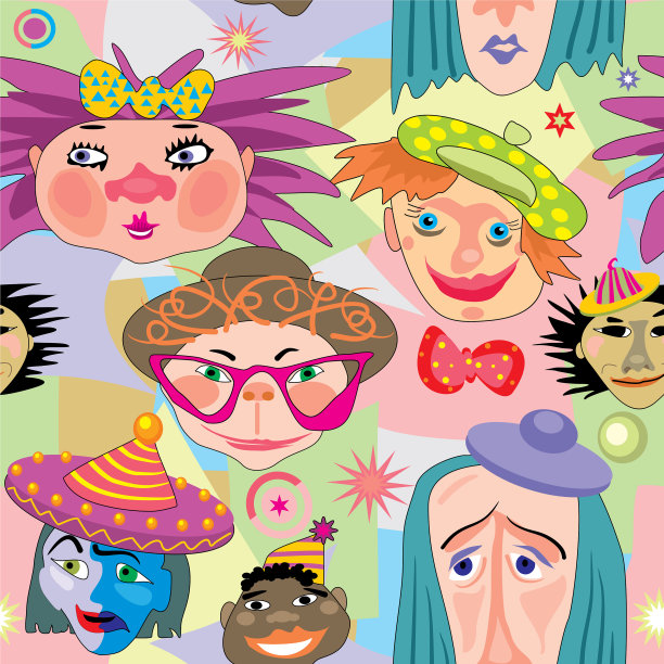 取样一个无缝的图案描绘的脸图片下载