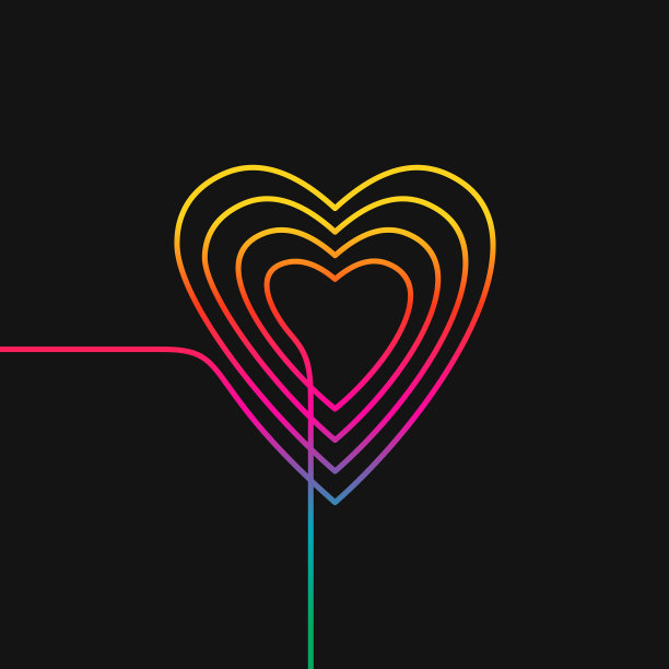 一条线在黑色上画出彩虹的颜色图片下载