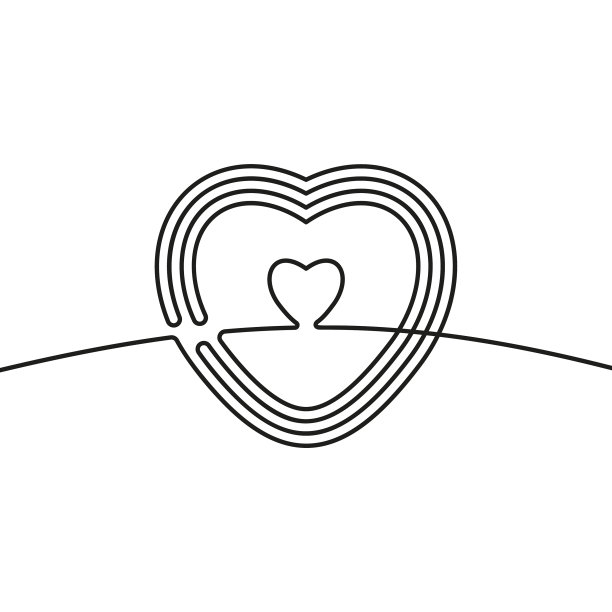 连续线画心黑白图片下载