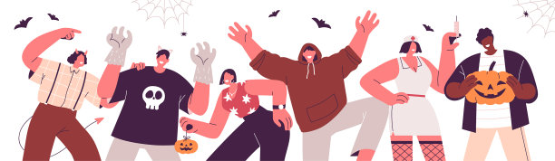 横旗与团体快乐的人图片下载