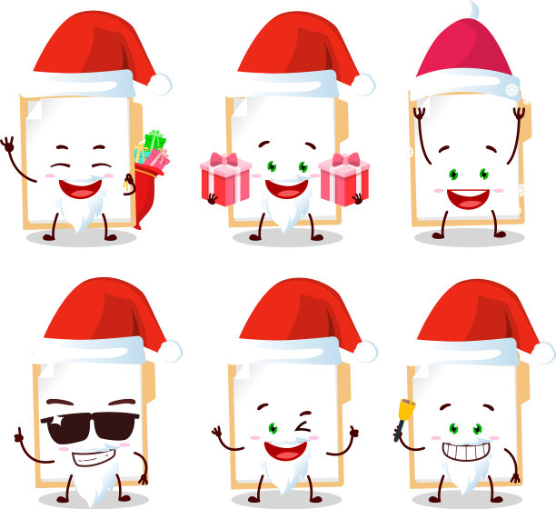 带有棕色马尼拉纸文件夹的圣诞老人表情图片下载