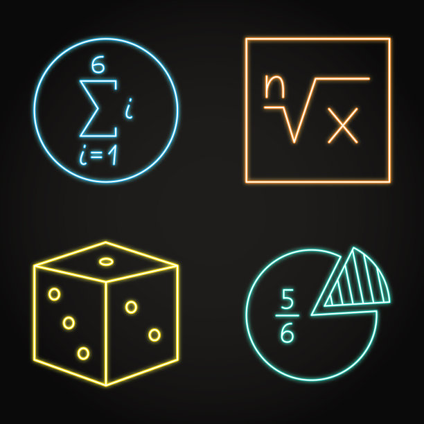 霓虹灯数学图标线性风格图片下载