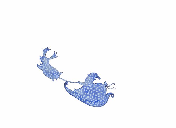 水彩插图的圣诞老人在雪橇上由驯鹿拉在白色的背景图片下载