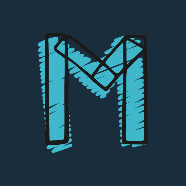 字母M手绘毡尖笔Logo图片下载