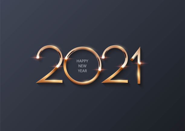 在灰色背景上发光闪亮的金色新2021年数字符号。喜庆寒假欢乐圣诞装饰。矢量2021新年插画。图片下载