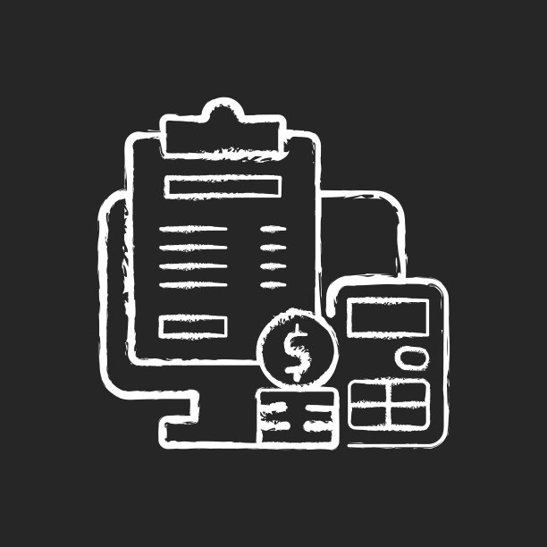 发票粉笔白色图标在黑暗的背景图片下载