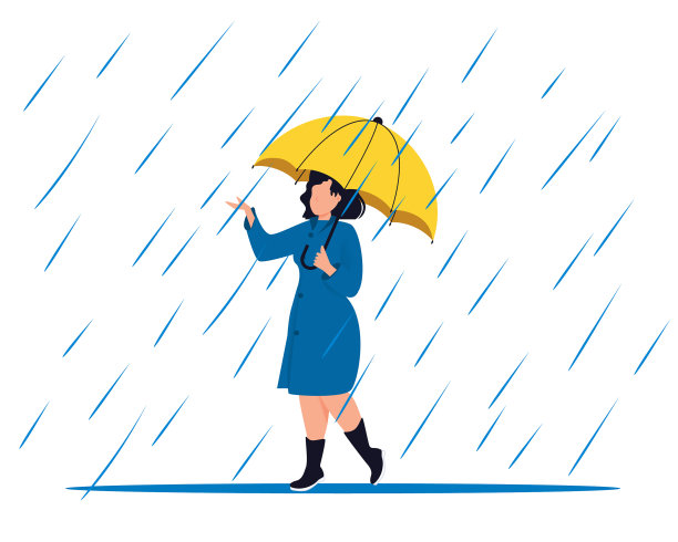 女人带着伞在水坑里享受秋雨图片下载