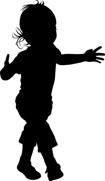 黑色剪影的小女孩穿着短裤图片下载