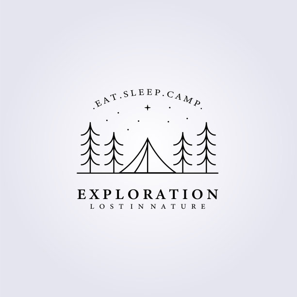 冒险生活森林露营木标志设计图片下载