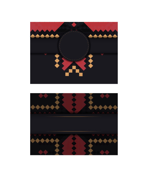 为你的文本和复古图案准备一个地方的邀请。豪华的矢量模板打印设计明信片在斯洛文尼亚图案的黑色图片下载