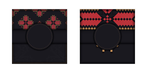 为你的文字和复古饰品准备一个地方的邀请。豪华矢量模板印刷设计明信片在斯洛文尼亚装饰黑色图片下载