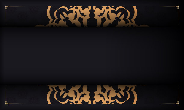 模板明信片印刷设计与古老的模式。黑色横幅模板与豪华装饰和地方为您的徽标和文本图片下载