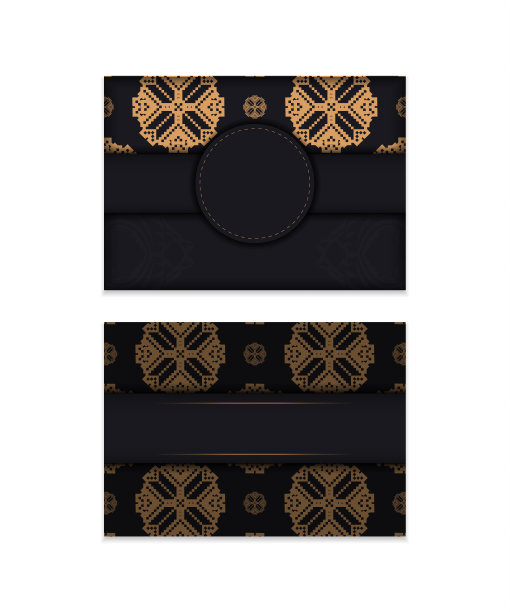 为印刷设计明信片的模板在斯洛文尼亚图案的黑色。为你的文字和复古饰品准备一个地方的邀请图片下载