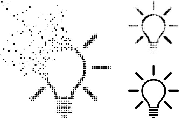 灰尘和半色调点灯泡字形图片下载