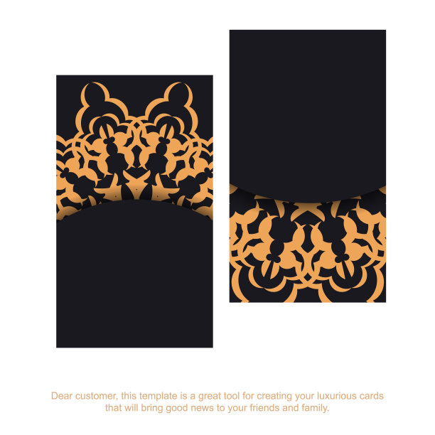 一套装饰奢华的黑色名片。印刷准备好的名片设计与您的文本和复古图案的空间图片下载