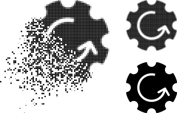 破碎和半色调点齿轮旋转字形图片下载