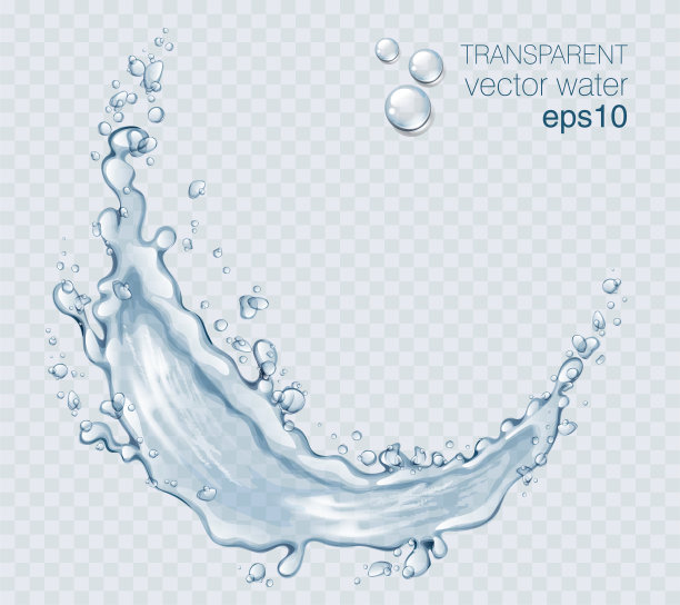 透明矢量水飞溅和波浪的光背景图片下载