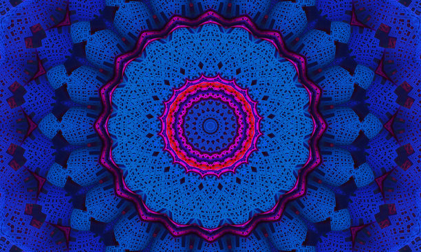 米科诺斯蓝色时尚色彩万花筒。美丽的万花筒的背景。抽象的万花筒模式。色彩斑斓的曼荼罗纹理。插图传统艺术设计。图片下载