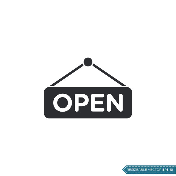 开放标志图标矢量模板平面设计图片下载