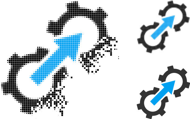 分散和半色调像素齿轮集成图片下载