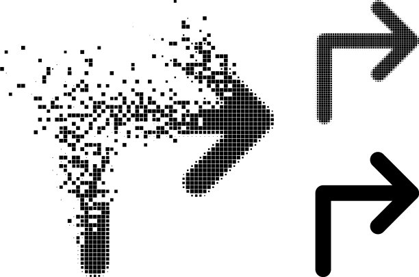 粉碎和半色调像素右转图标图片下载