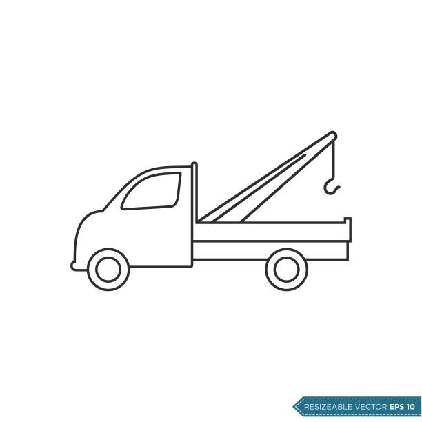 拖车图标矢量模板平面设计图片下载